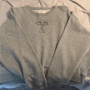 American Eagle Outfitters Gray Sweatshirt with Rhinestone Detail